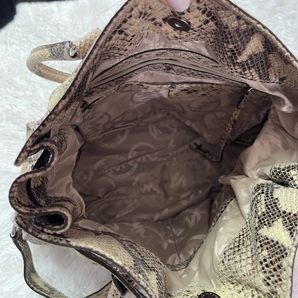 MICHAEL KORS rare snakeskin tote shoulder bag large - Picture 7 of 13